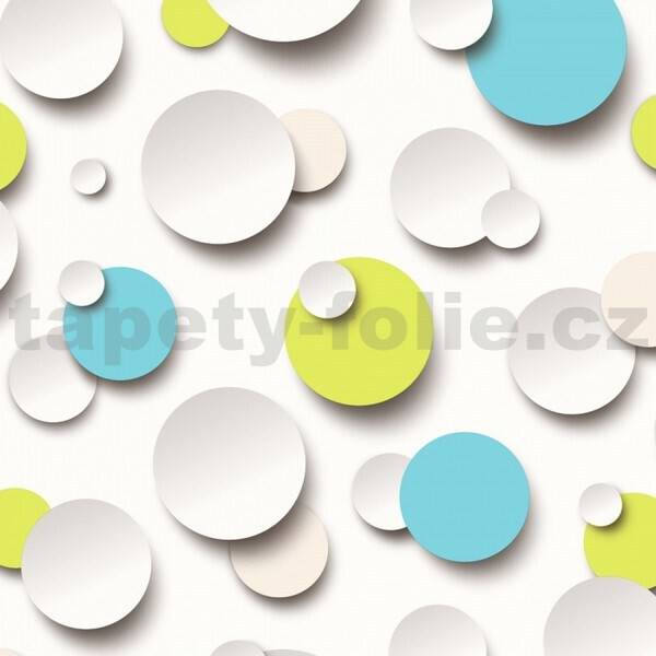 Vliesové tapety Just Like It 3D guličky biele, modré, zelené