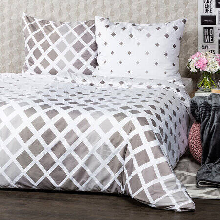 Obliečky Geometric sivá micro, 140 x 200 cm, 70 x 90 cm