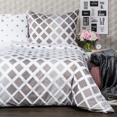 Obliečky Geometric sivá micro, 140 x 200 cm, 70 x 90 cm